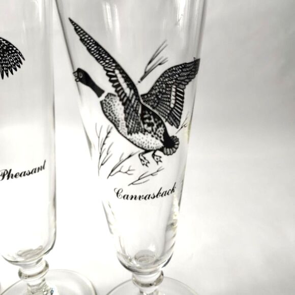 Set 3 Wild Game Beer Glasses Goose Pheasant Duck Footed - Picture 2 of 4